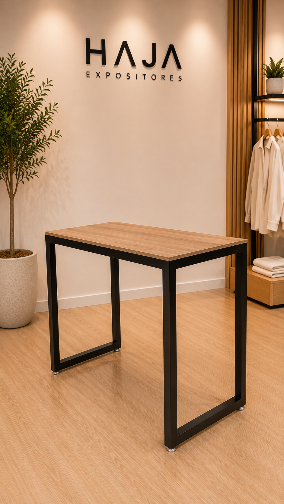 Mesa Expositora MDF e Metal-HAJA