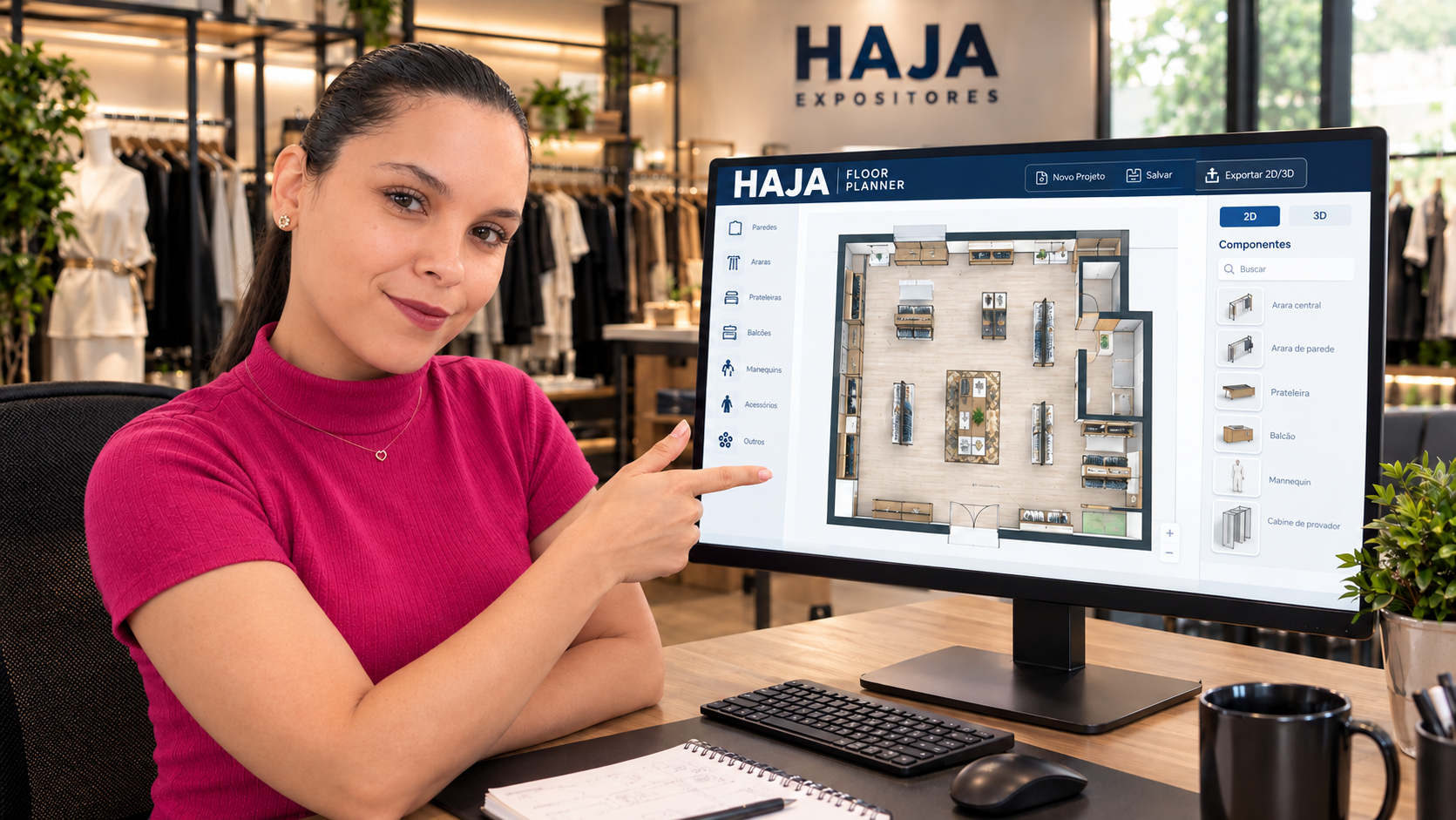 Não compre nada antes de planejar - Projeto de loja 2D HAJA Expositores